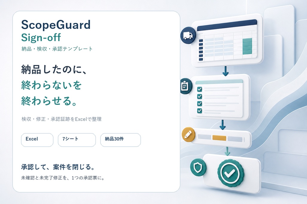 案件境界帳 検収書|納品・検収・修正・承認を記録するExcelテンプレート