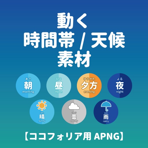 【APNG】動く時間帯/天候表示素材【ココフォリア用】