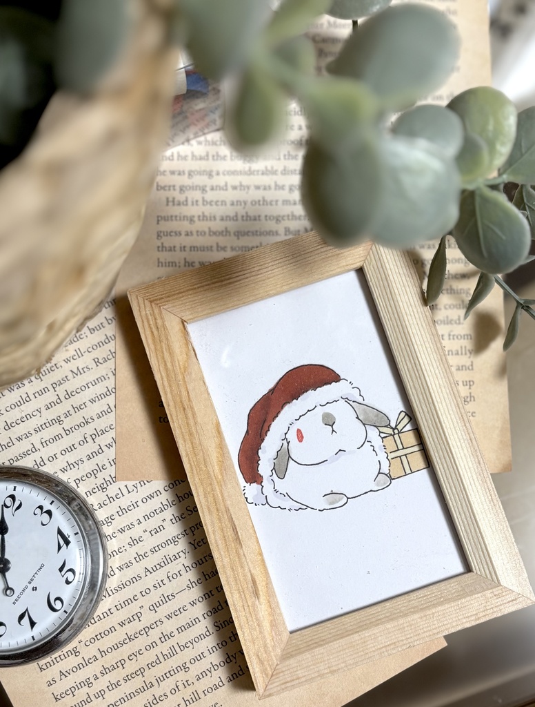 【原画】アナログイラスト 垂れ耳うさぎさん ポインテッド ヒマラヤン ライラック