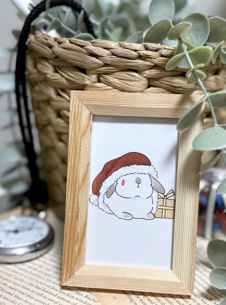 【原画】アナログイラスト 垂れ耳うさぎさん ポインテッド ヒマラヤン ライラック