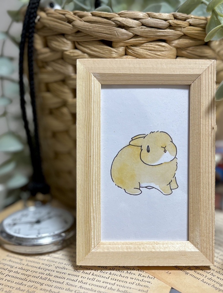 【原画】アナログイラスト 立ち耳うさぎさん フォーン