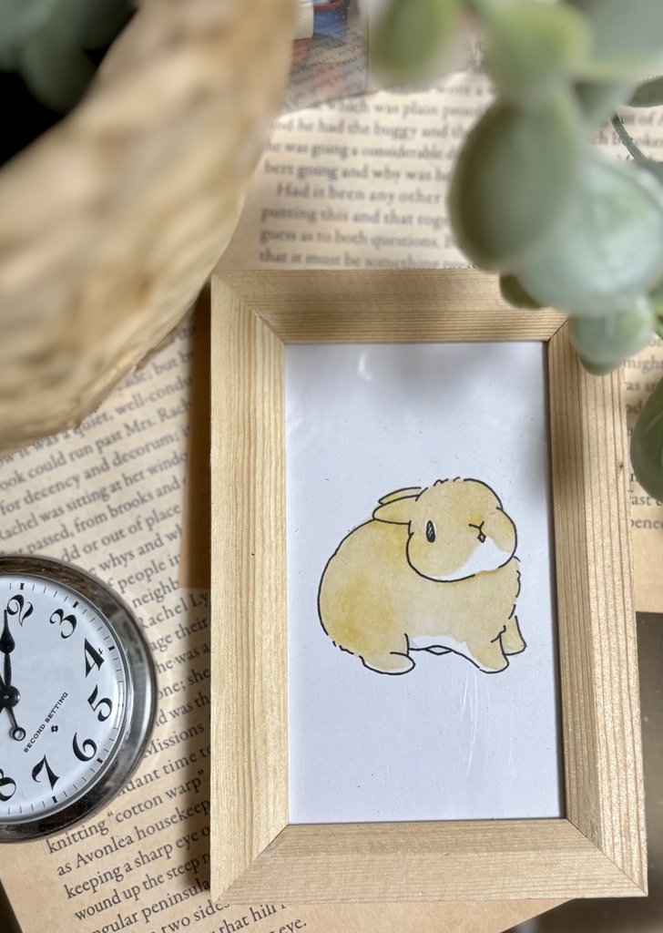 【原画】アナログイラスト 立ち耳うさぎさん フォーン