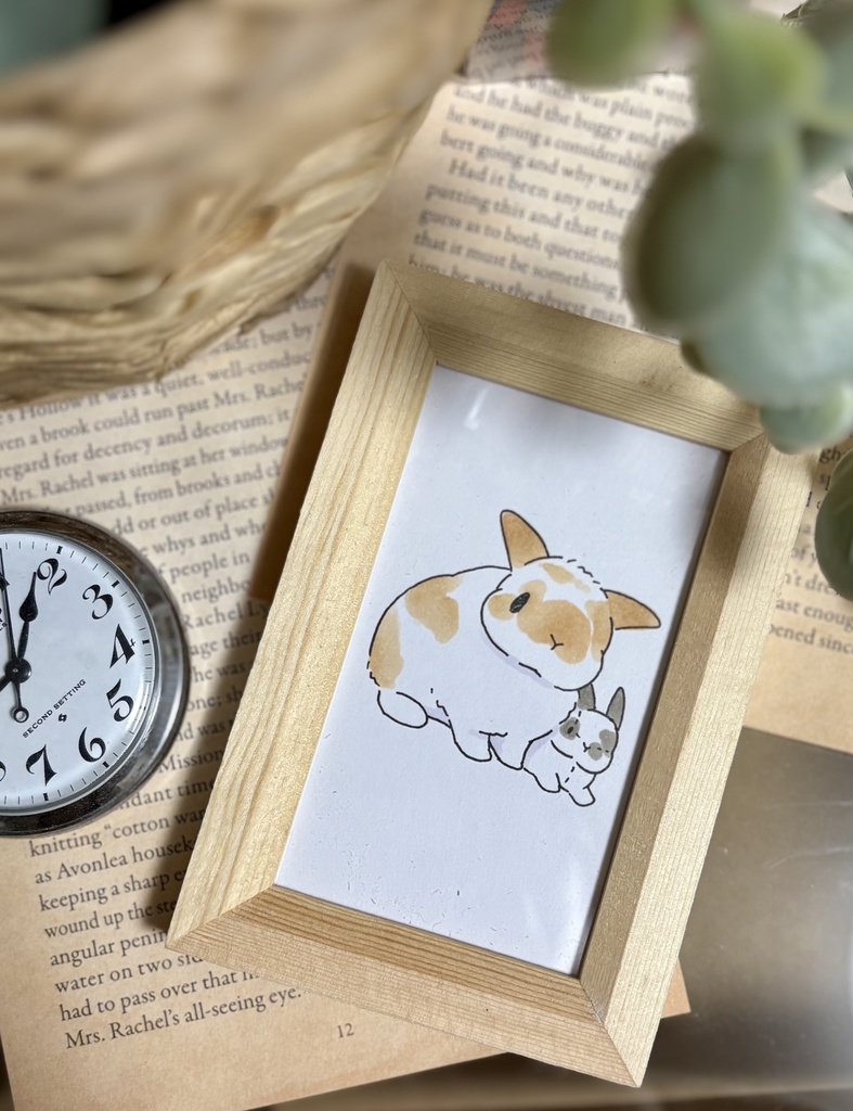 【原画】アナログイラスト プロペラうさぎさん ブロークンオレンジ