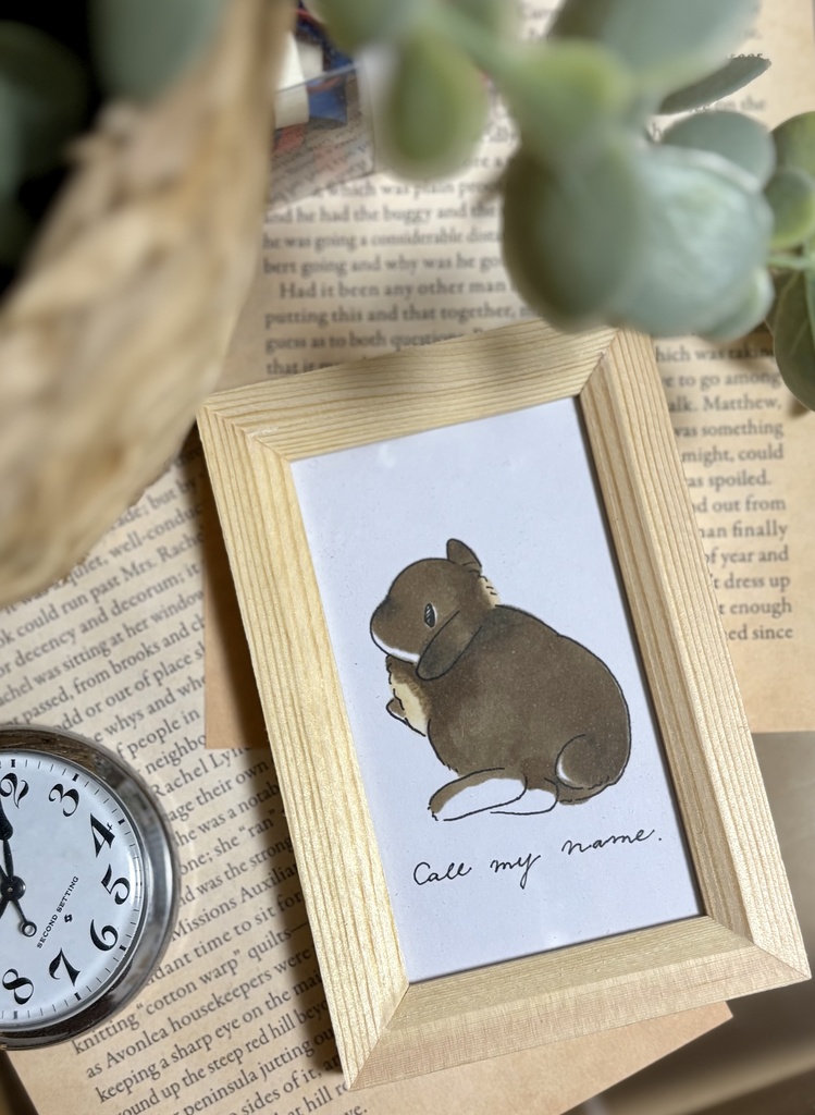 【原画】アナログイラスト 垂れ耳うさぎさん チョコレートオター