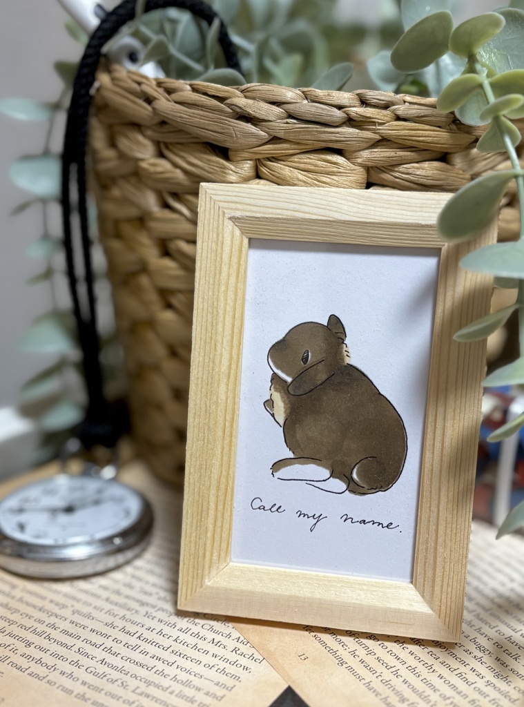 【原画】アナログイラスト 垂れ耳うさぎさん チョコレートオター