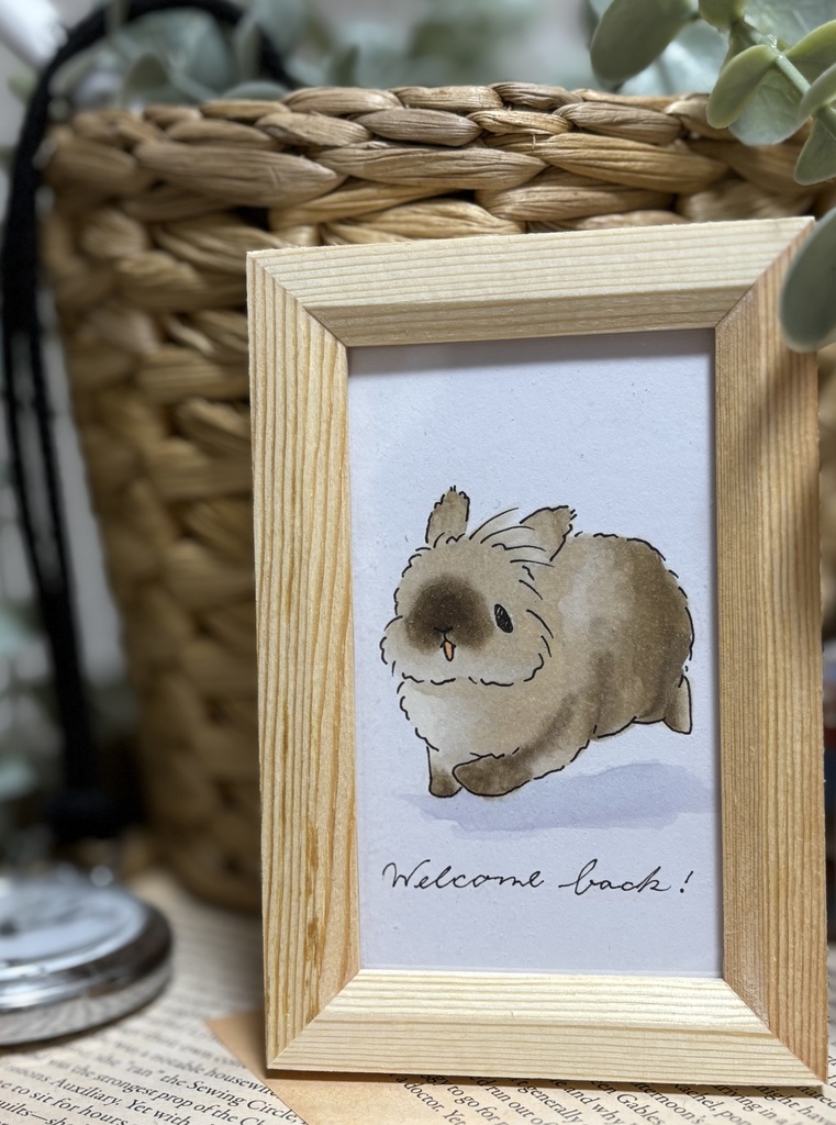 【原画】アナログイラスト 長毛 立ち耳うさぎさん トート トータス