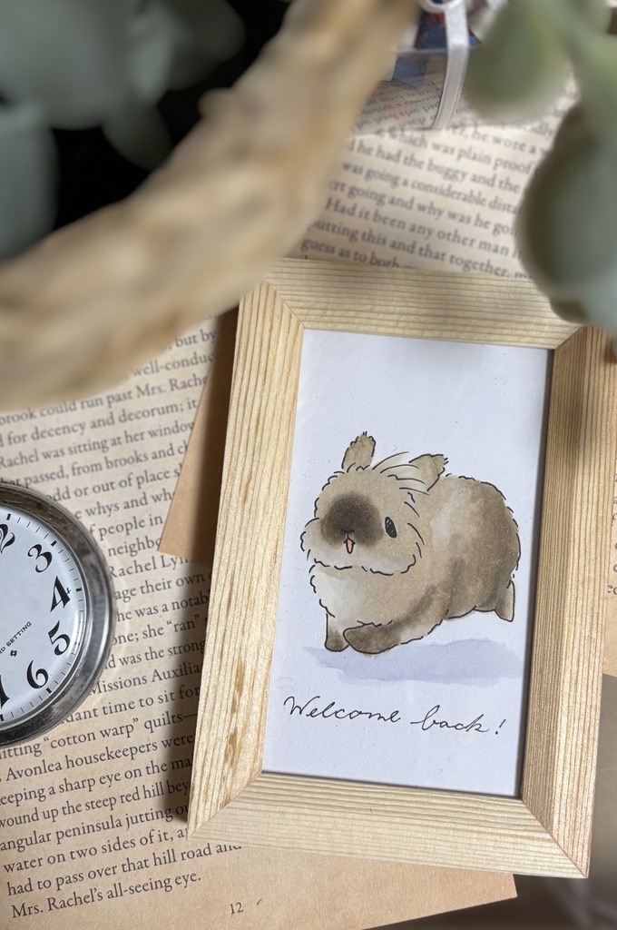 【原画】アナログイラスト 長毛 立ち耳うさぎさん トート トータス