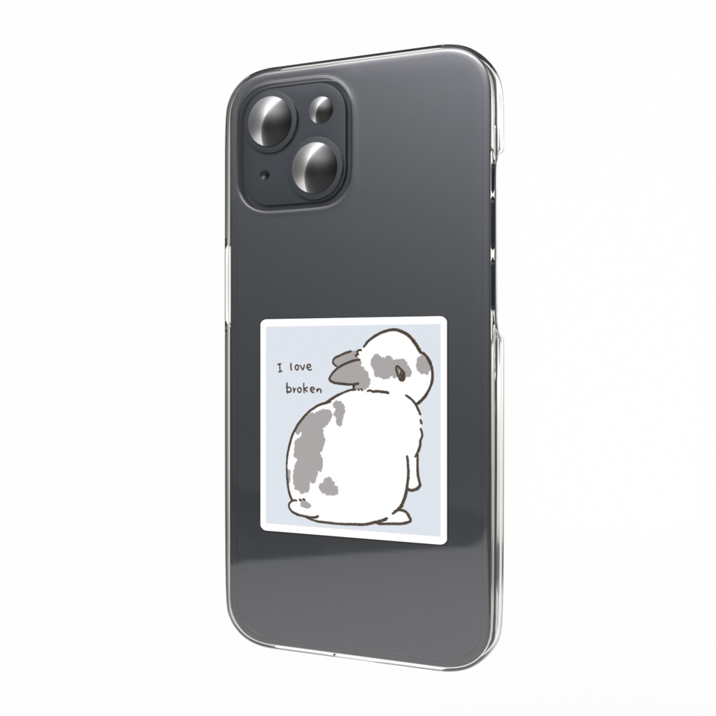 【立ち耳うさぎ】I love broken.【ブルー グレー系カラー】