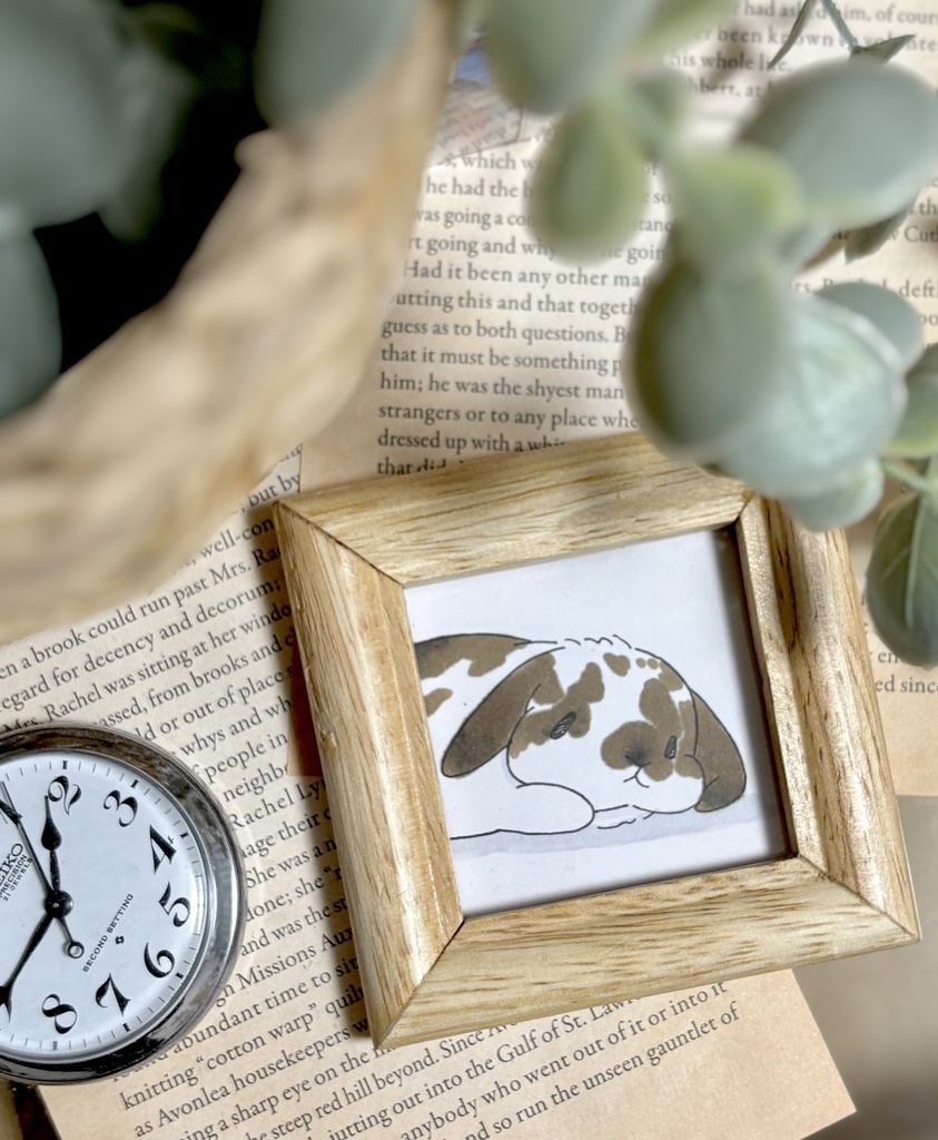 【原画】アナログイラスト むにっとした垂れ耳うさぎさん ブロークンチェスナット