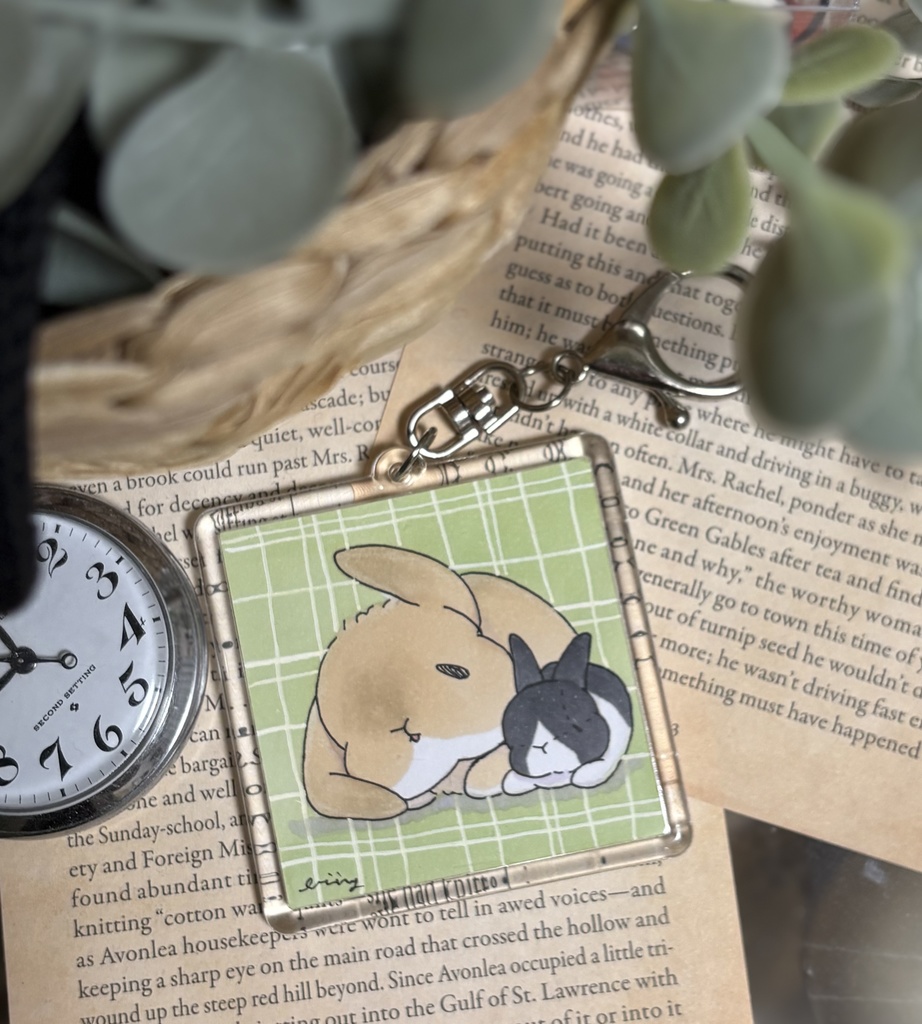 【原画】【アナログイラスト】アクリルキーホルダー『いっしょにのんびりしよー』