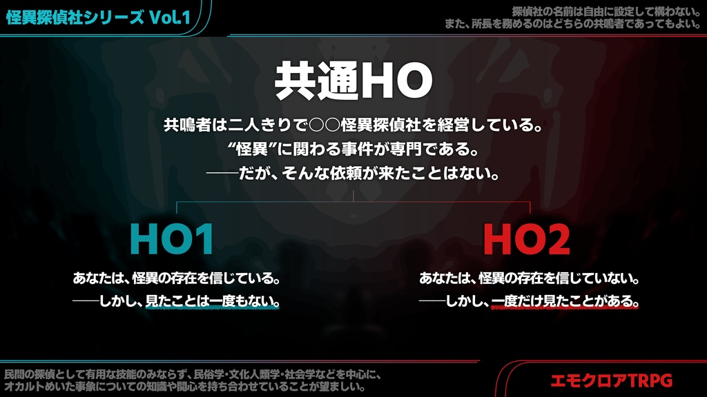 ○○怪異探偵社シリーズVol.1『まにまのまにまに』(エモクロアTRPG)