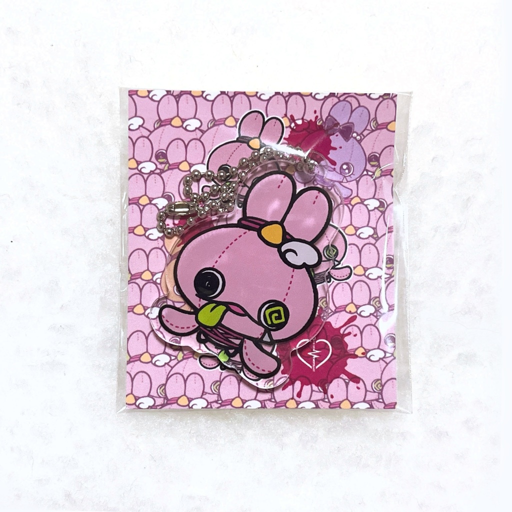 わらにんぎょうさぎアクキー ピンク