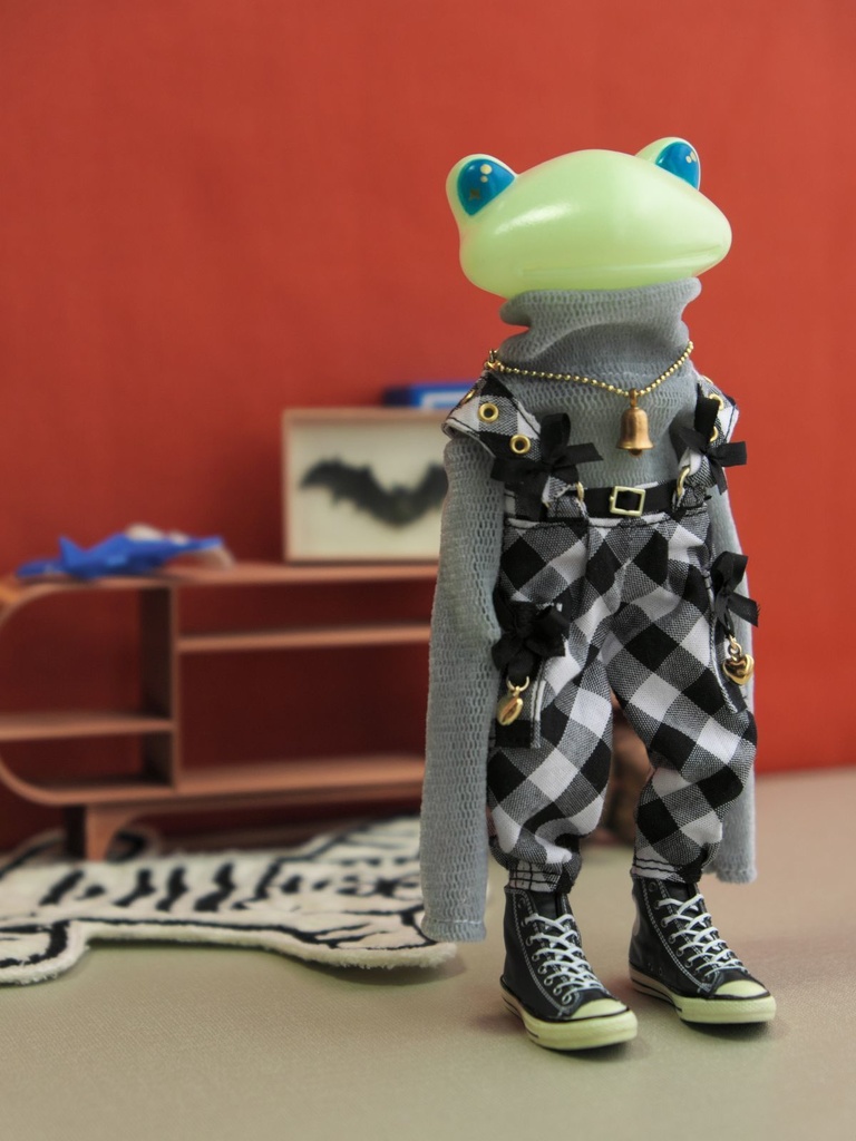 ※準備中　【ワンダーフロッグサイズ】osyareサロペットコーデセット　黒チェック