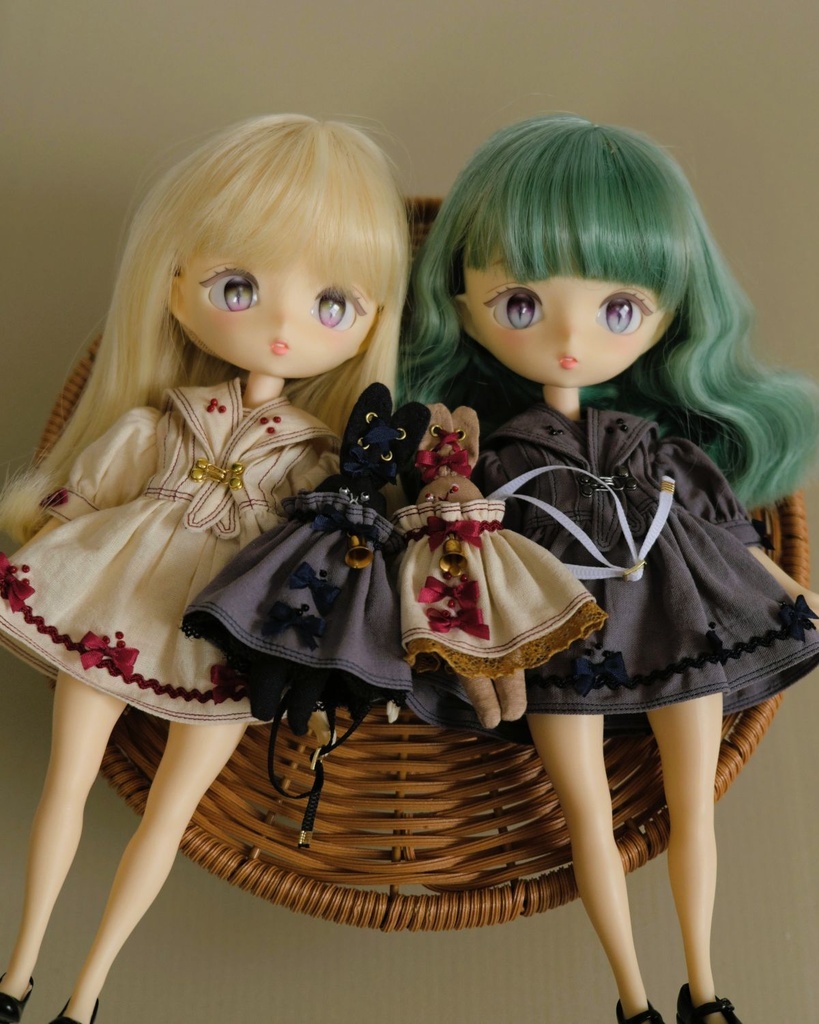 受注【ボニバニ6、ハルモニアサイズ】ハーベストリボンワンピースセット