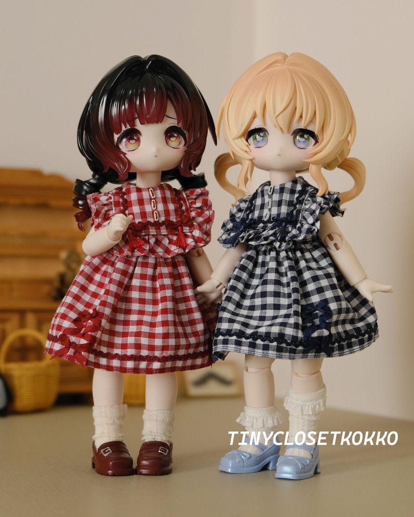 【ボニバニ6、ハルモニアサイズ】ギンガムチェックワンピースセット