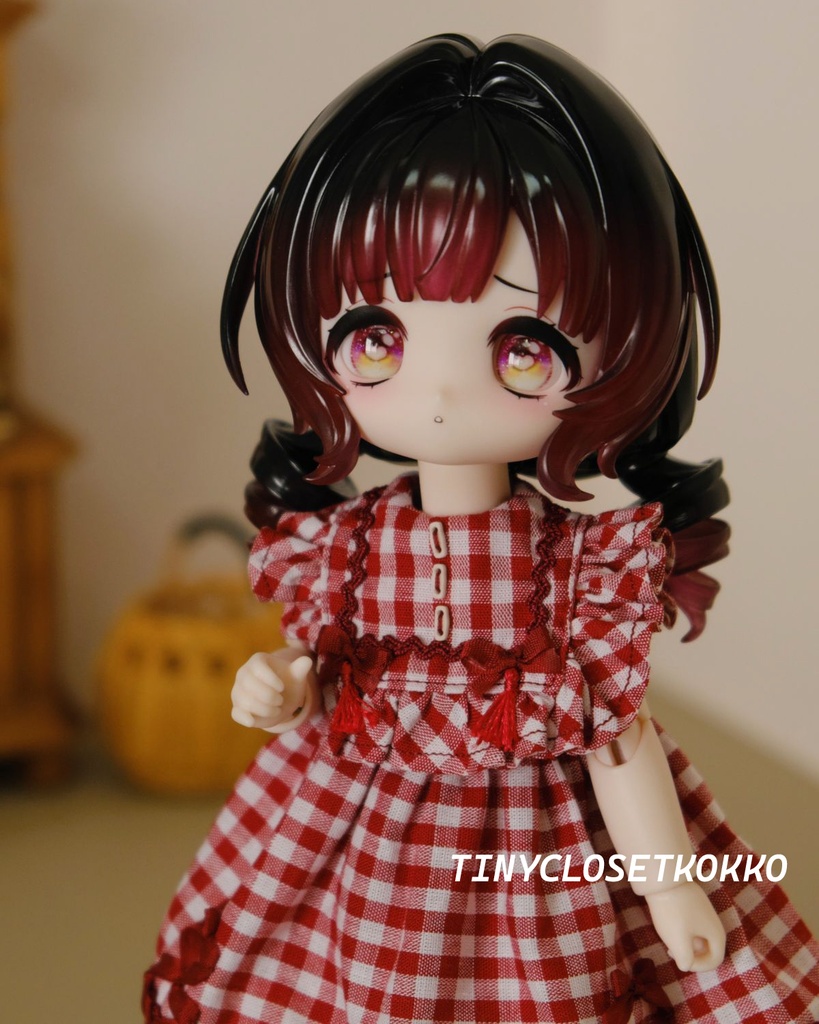 【ボニバニ6、ハルモニアサイズ】ギンガムチェックワンピースセット
