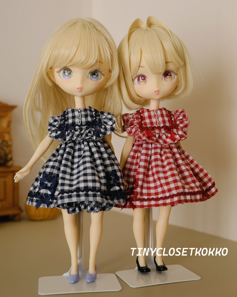 【ボニバニ6、ハルモニアサイズ】ギンガムチェックワンピースセット