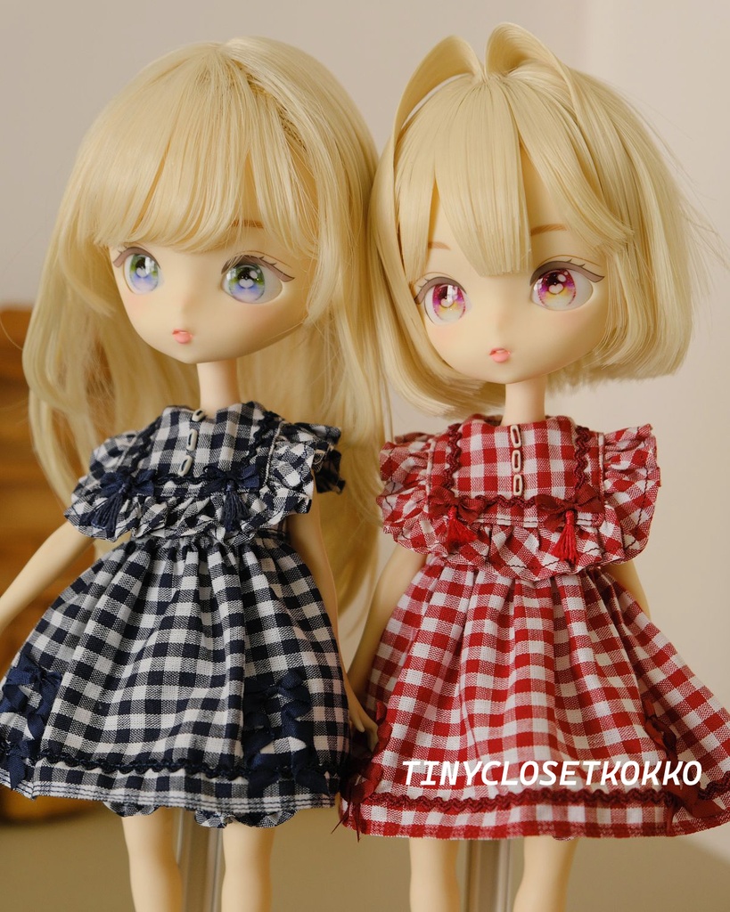【ボニバニ6、ハルモニアサイズ】ギンガムチェックワンピースセット