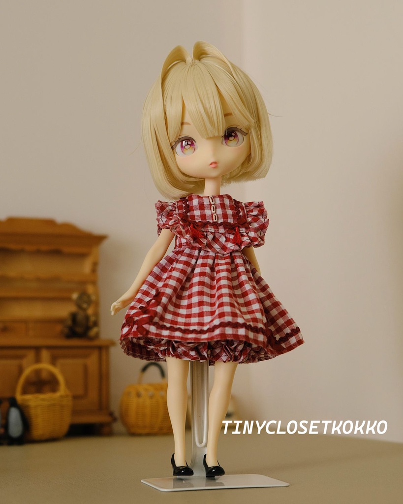 【ボニバニ6、ハルモニアサイズ】ギンガムチェックワンピースセット