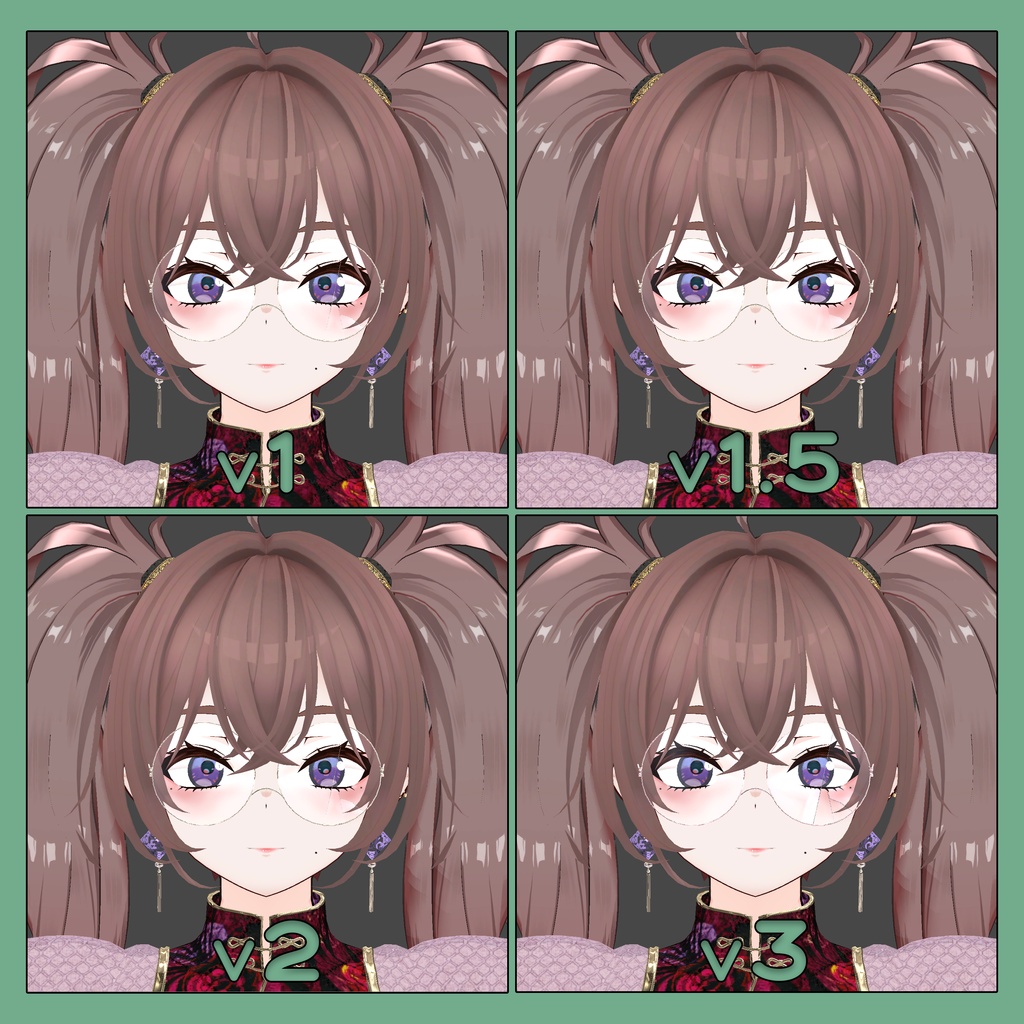 割れた丸メガネ