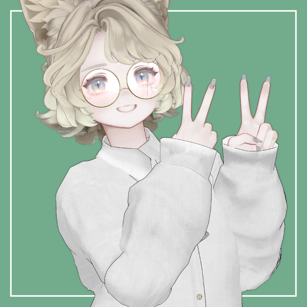 割れた丸メガネ