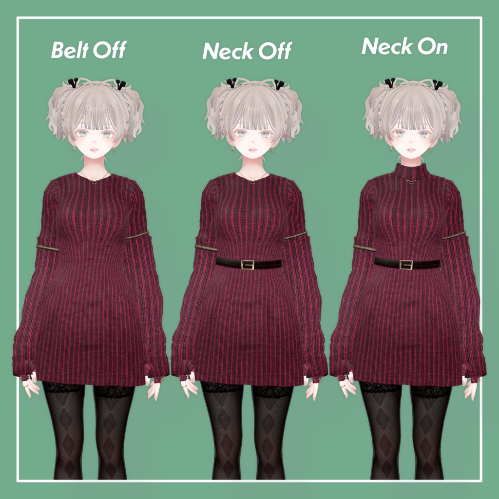 【VRChat】森羅専用 ニットワンピース(MA対応)