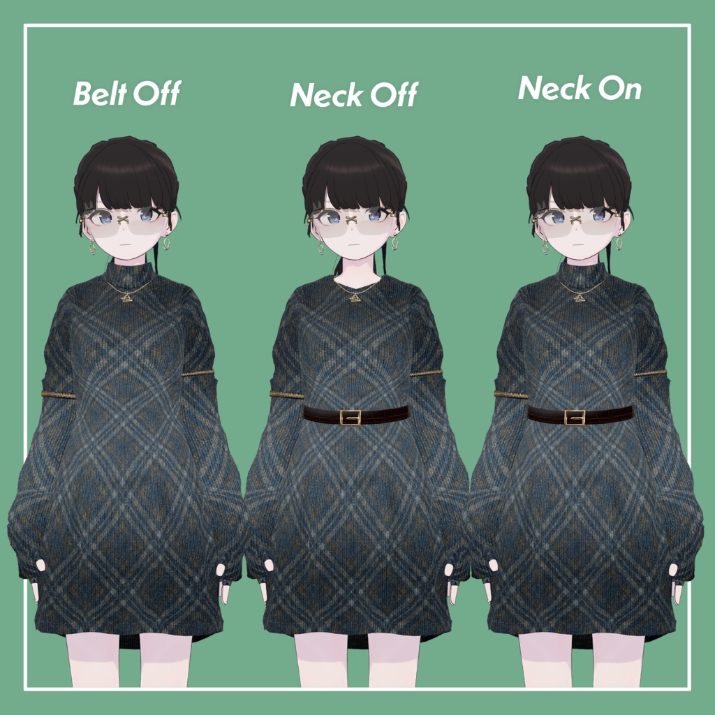 【VRChat】Lapwing専用 ニットワンピース(MA対応)