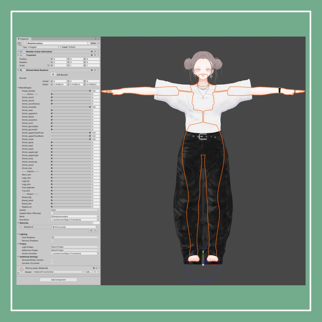 【VRChat】森羅専用 オーバーサイズTシャツ(MA対応)