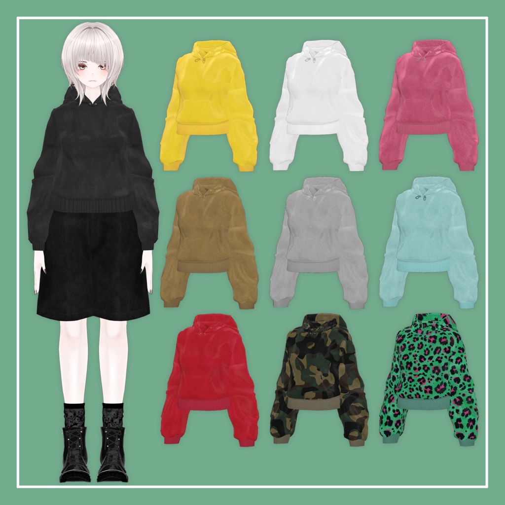 【VRChat】仙猫 専用 ShortHoodie(MA対応)