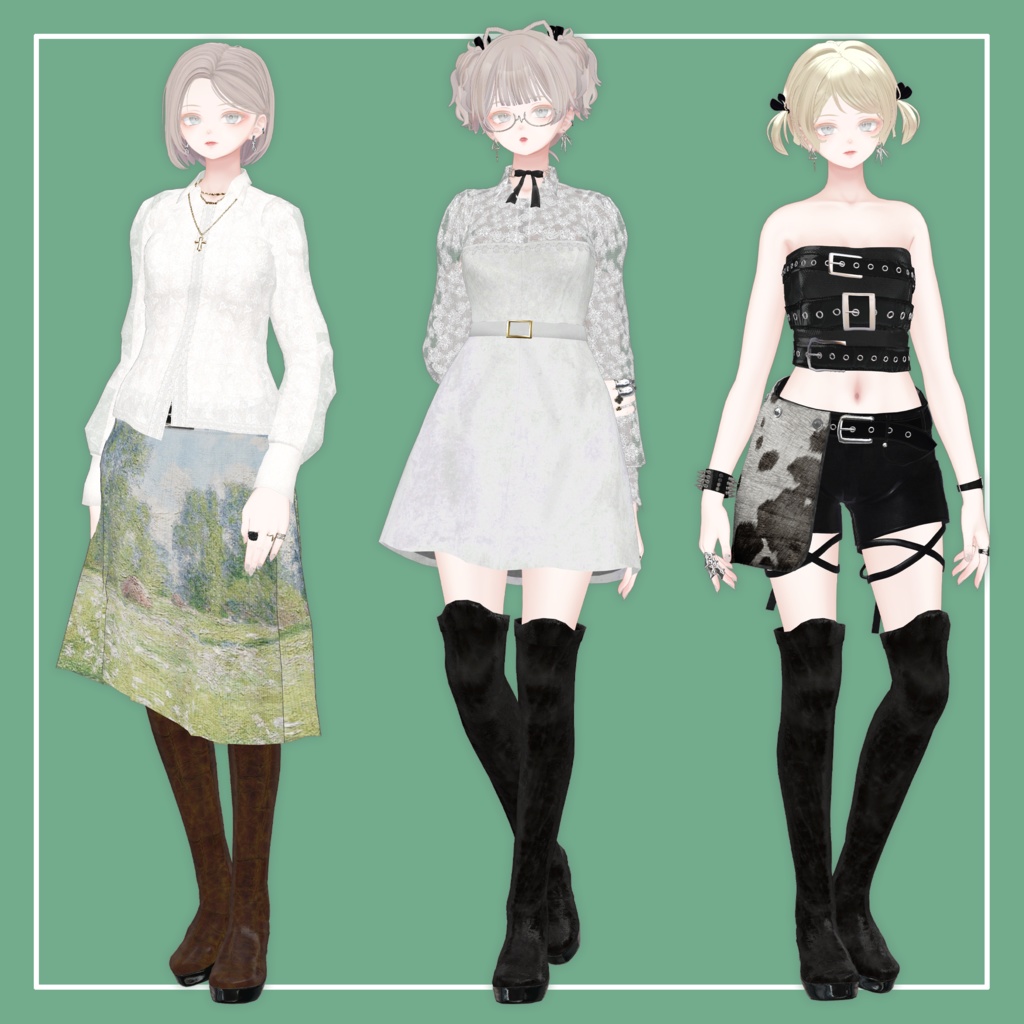 【VRChat】森羅専用 WideOnepiece & KneeHigh Boots(MA対応)