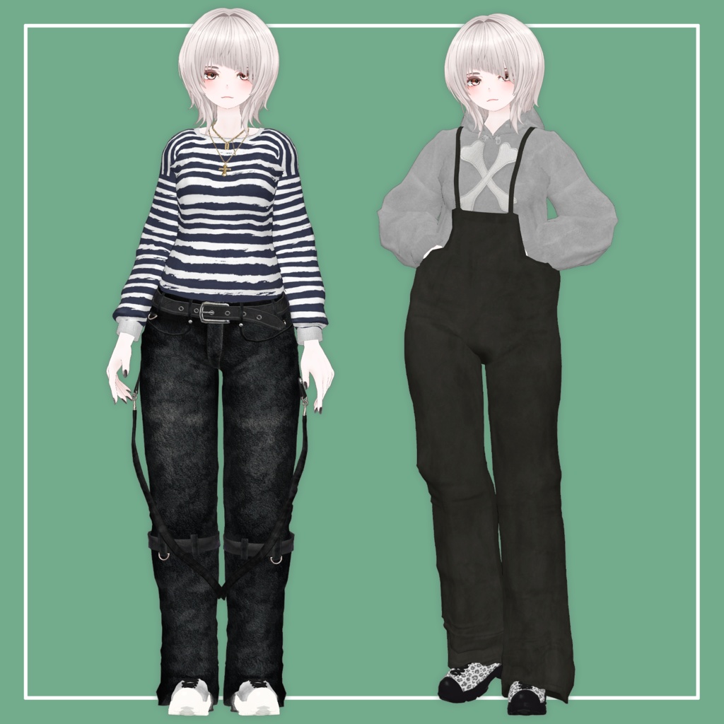 【VRChat】仙猫 専用 Salopette&LongTee(MA対応)