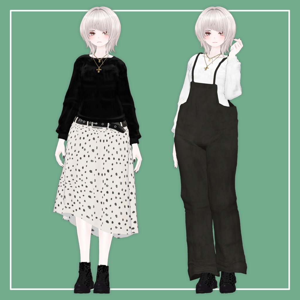 【VRChat】仙猫 専用 Salopette&LongTee(MA対応)