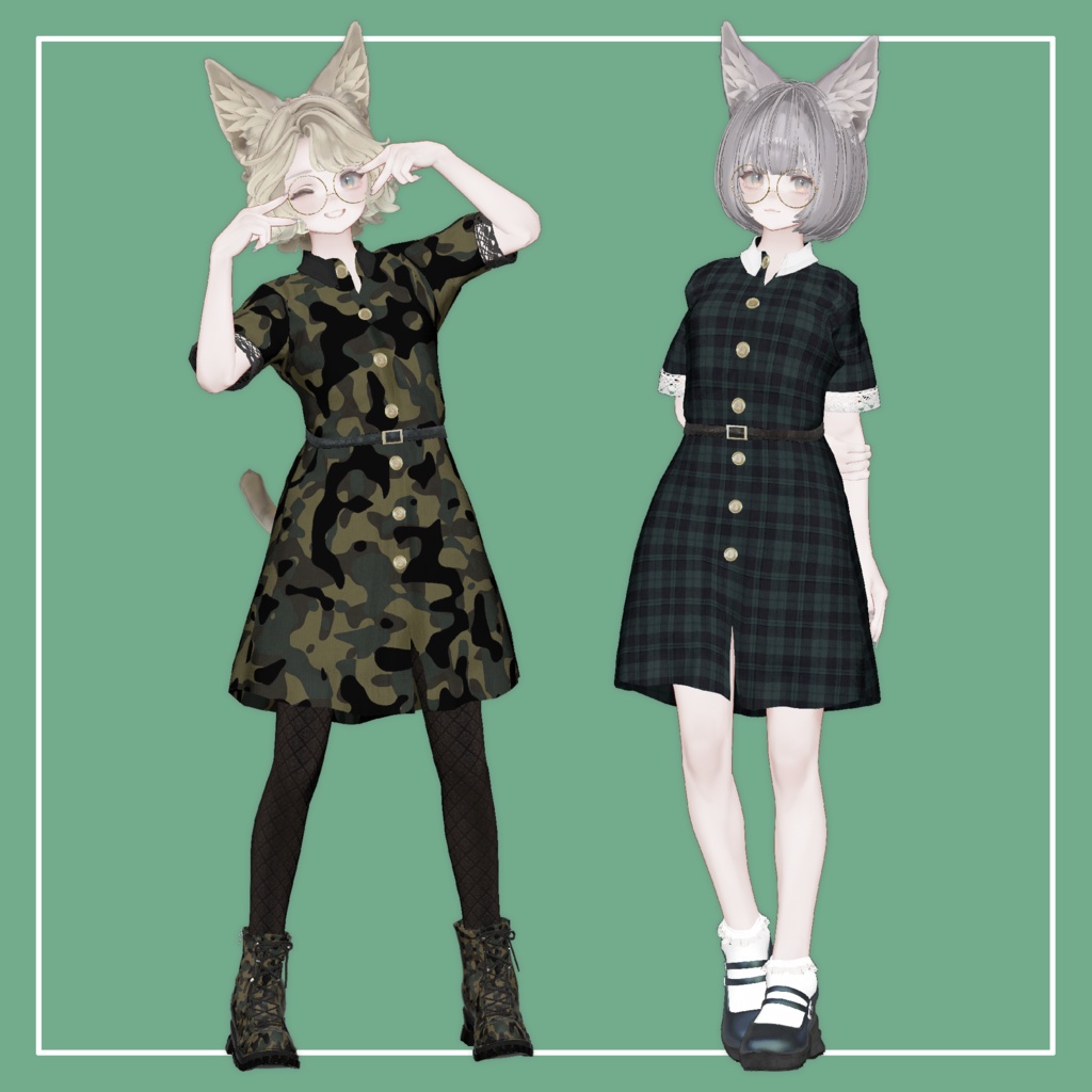 【VRChat】Marycia専用 半袖シャツワンピ(MA対応)