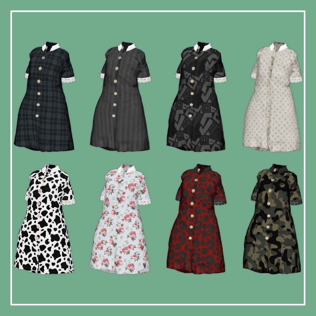 【VRChat】Marycia専用 半袖シャツワンピ(MA対応)