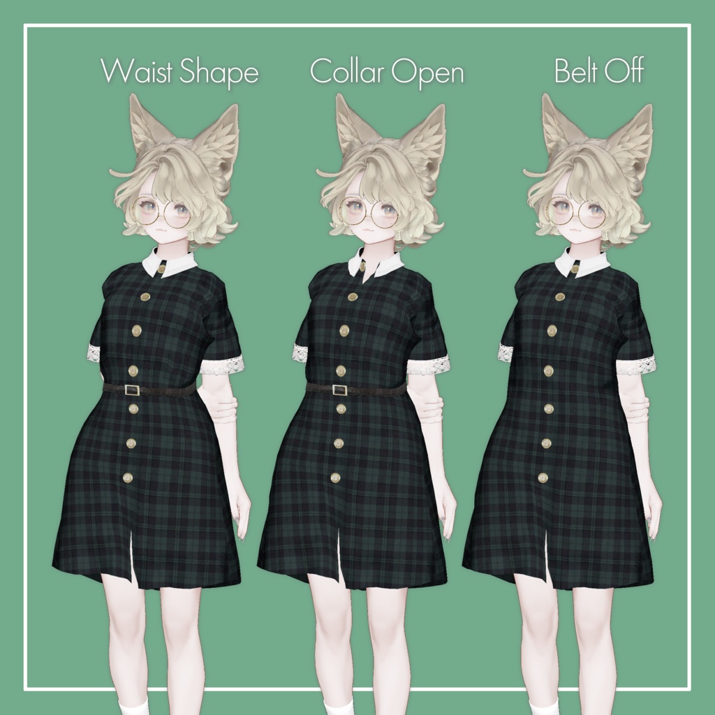 【VRChat】Marycia専用 半袖シャツワンピ(MA対応)