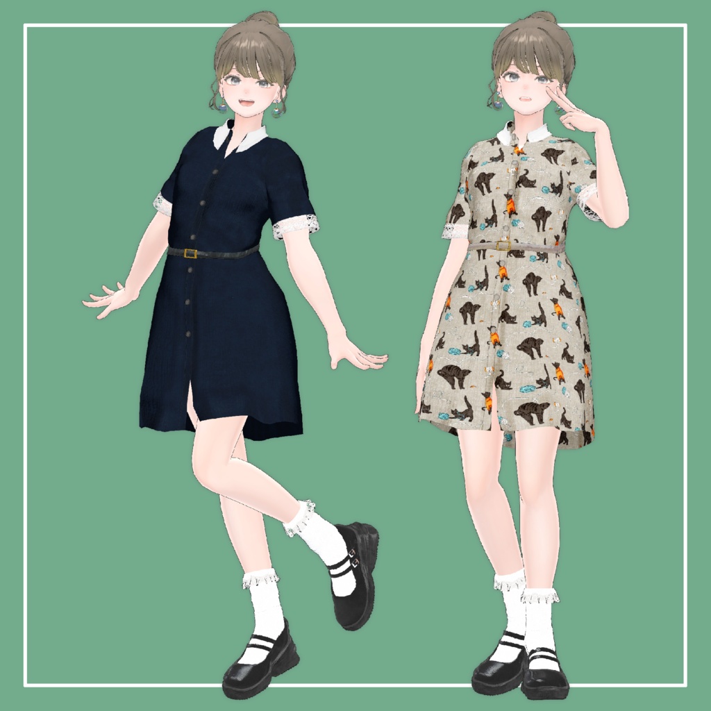 【VRChat】Lowtus専用 半袖シャツワンピ(MA対応)