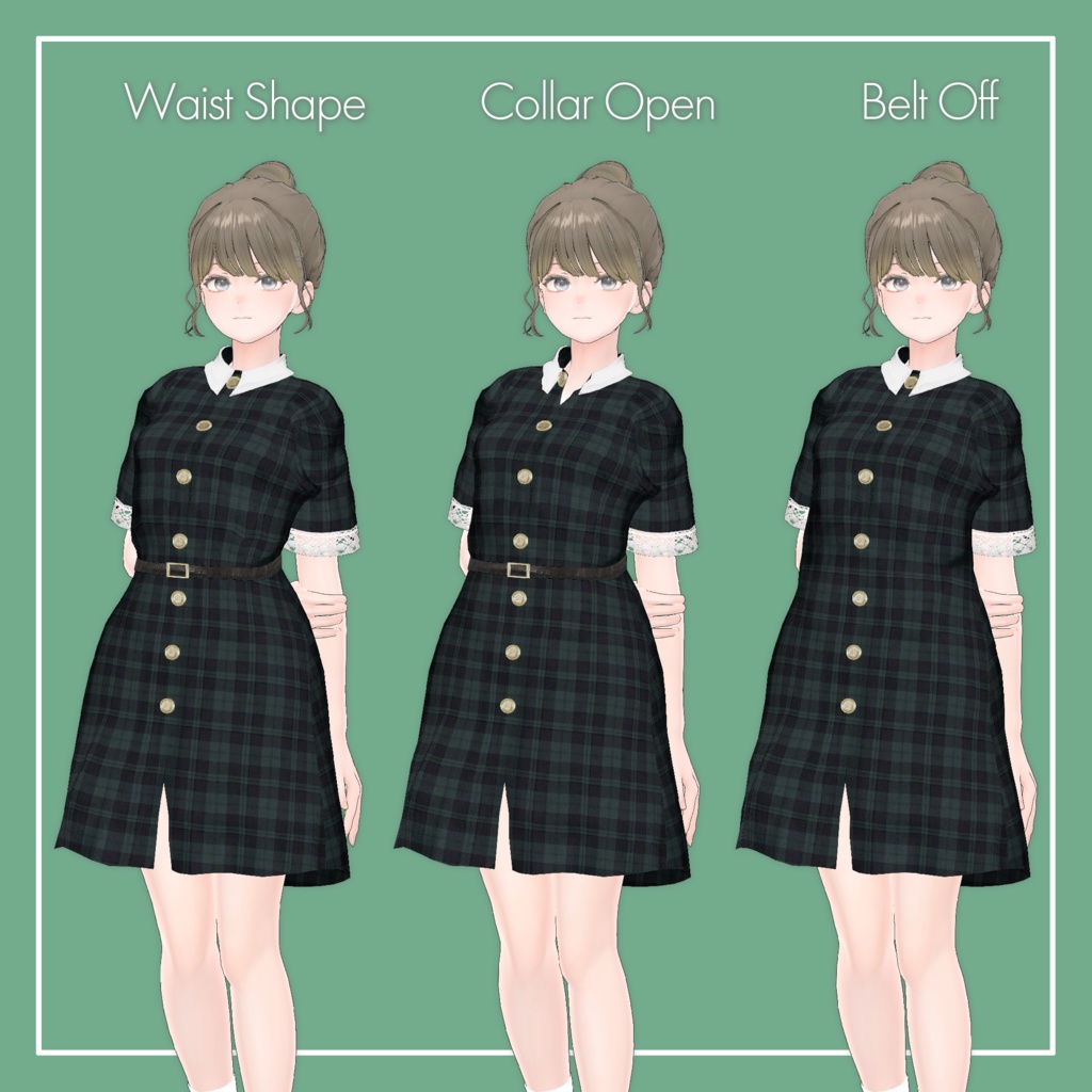 【VRChat】Lowtus専用 半袖シャツワンピ(MA対応)