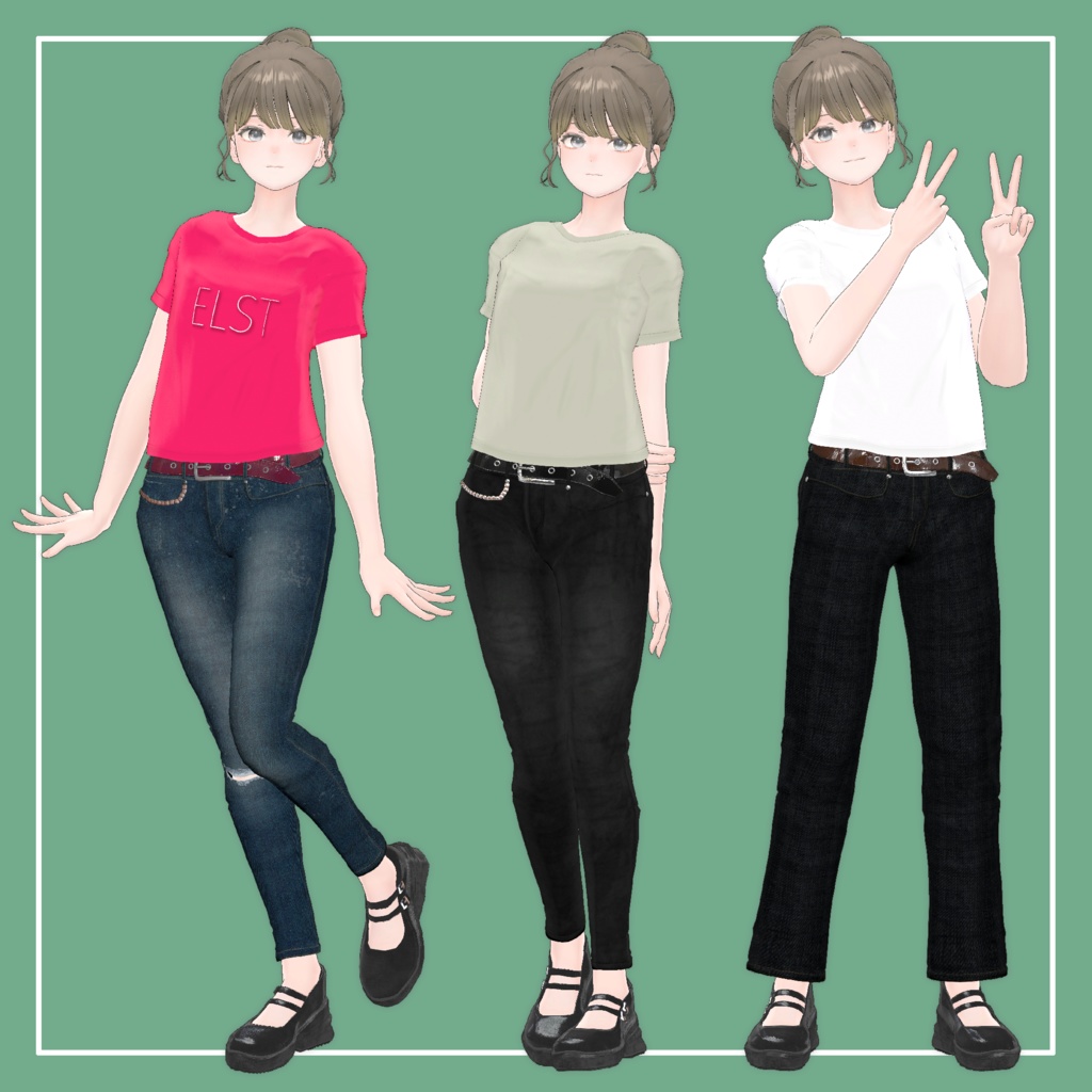 【VRChat】Lowtus専用 T-シャツ&スキニー(MA対応)