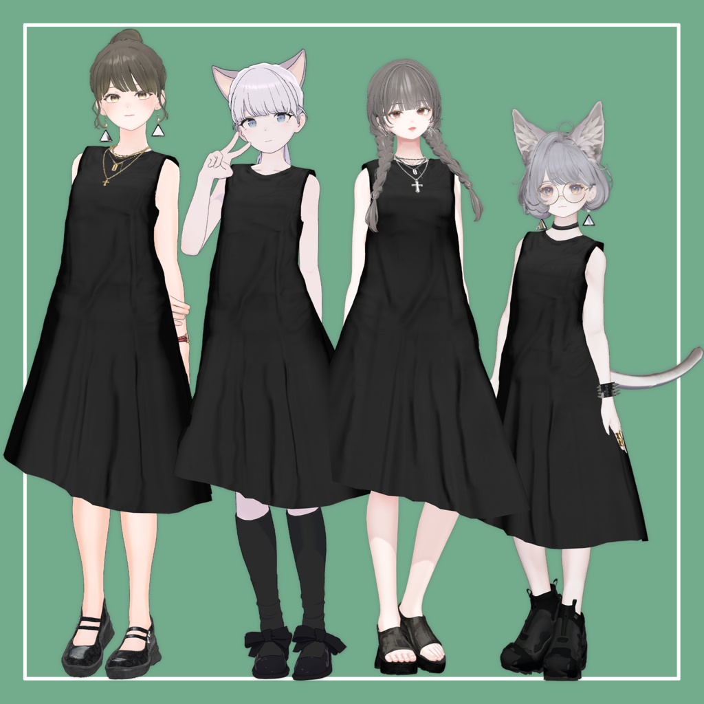 【VRChat】Lowtus Lapwing まめふれんず 用 ノースリーブワンピース(MA対応)