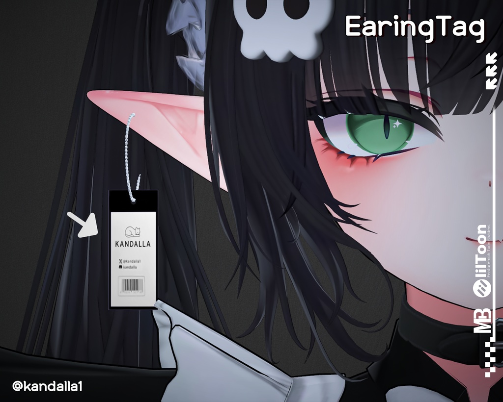 【VRCアクセ】 Earing Tag|タグ風ピアス