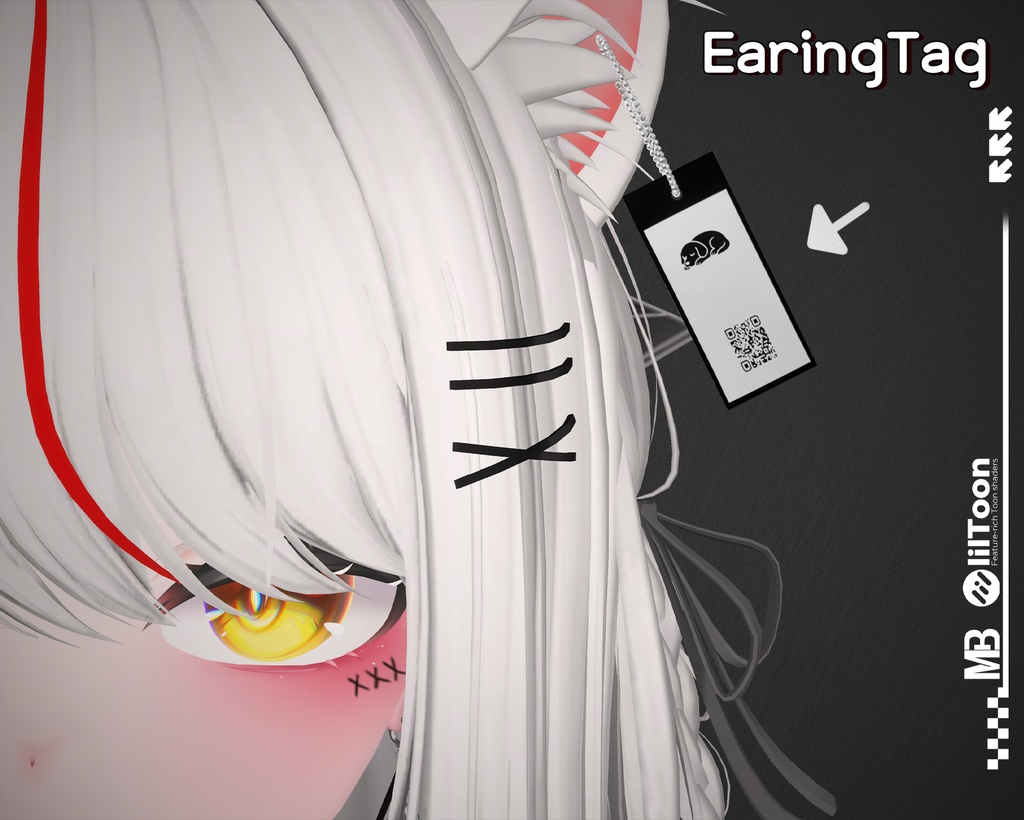 【VRCアクセ】 Earing Tag｜タグ風ピアス