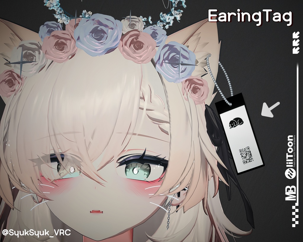 【VRCアクセ】 Earing Tag|タグ風ピアス