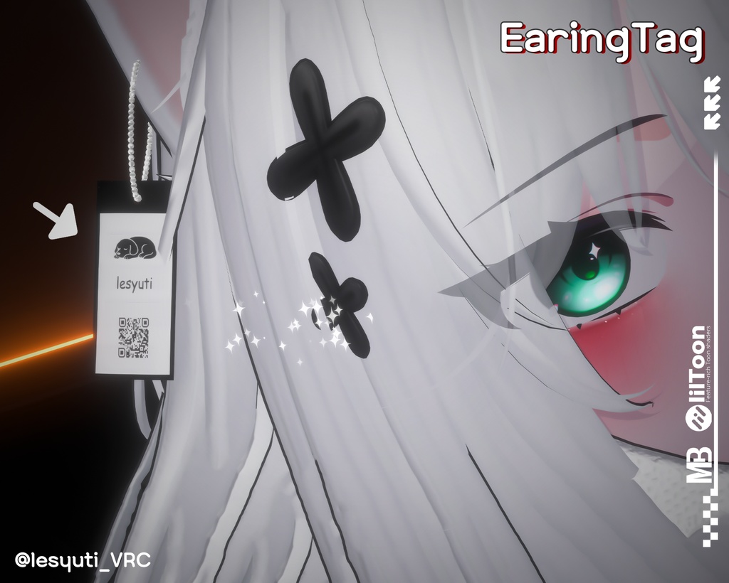 【VRCアクセ】 Earing Tag|タグ風ピアス