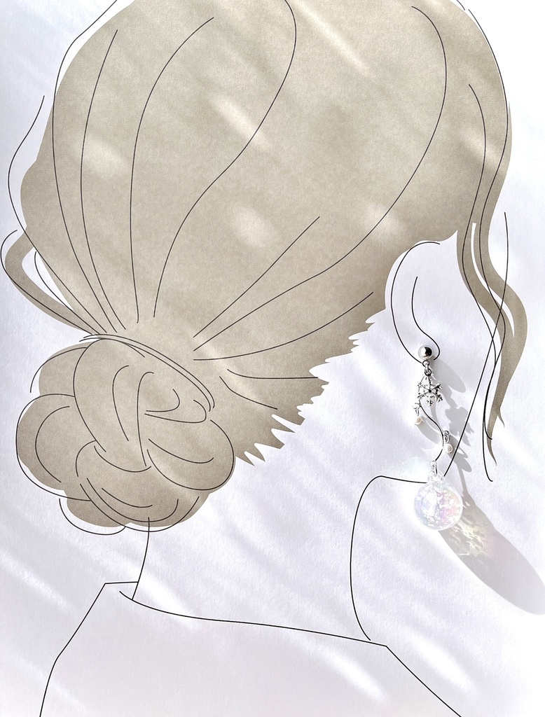 【スノードーム】 雪の結晶 ピアス イヤリング