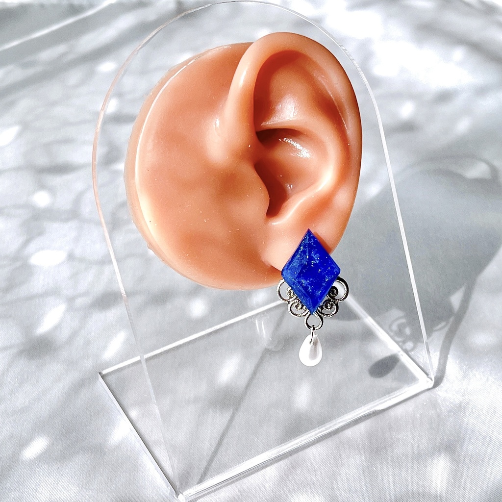 【青の夜会】 ブルーダイヤ ピアス イヤリング