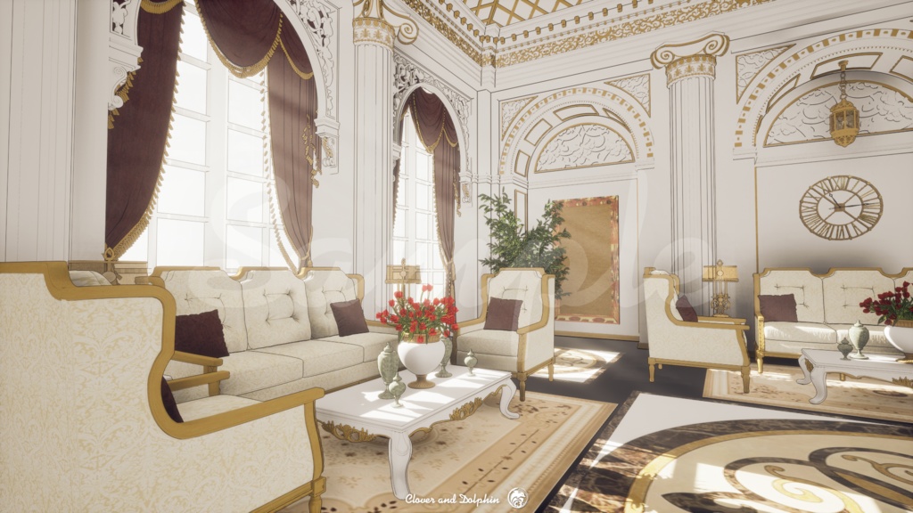 Victorian living room ビクトリア朝のリビングルーム|背景画像セット【Vtuberさん向け】