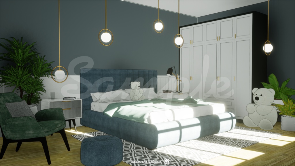 bear bedroom クマの寝室|背景画像セット【Vtuberさん向け】