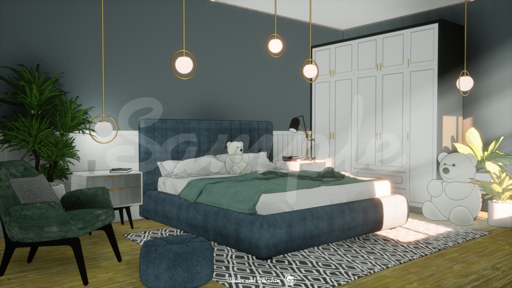 bear bedroom クマの寝室|背景画像セット【Vtuberさん向け】