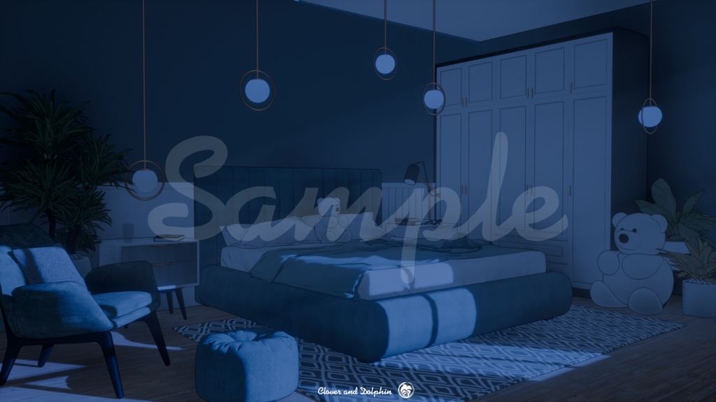 bear bedroom クマの寝室|背景画像セット【Vtuberさん向け】