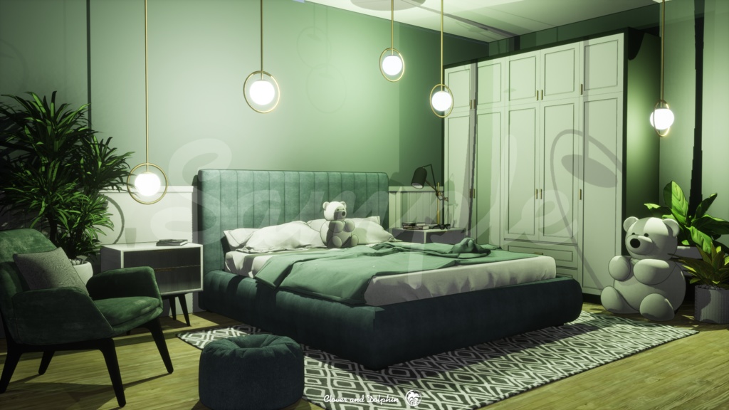 bear bedroom クマの寝室|背景画像セット【Vtuberさん向け】